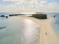 COMO Cocoa Island Aerial Sandbank Sunrise