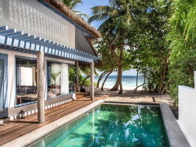 Sunset Beach Villa With Pool Exterior Raffles Maldives Meradhoo