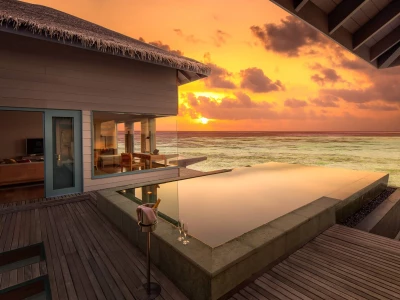 Sunset Over Water Villa With Pool Deck Raffles Maldives Meradhoo
