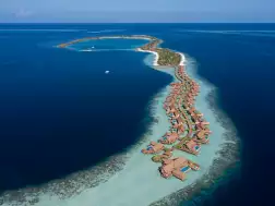 Aerial with Villas Waldorf Astoria Maldives Ithaafushi