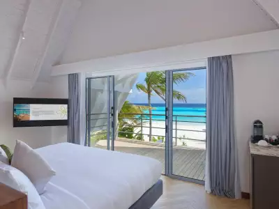 Two Bedroom Beach Villa With Private Pool Bedroom Outrigger Maldives Maafushivaru