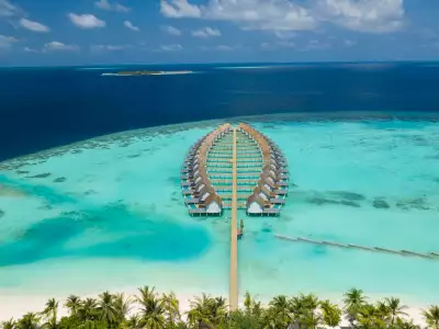 Water Pool Villa Aerial Outrigger Maldives Maafushivaru