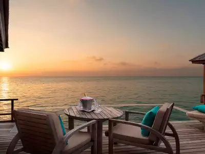 Sunset Over Water Pool Suite Deck Anantara Dhigu