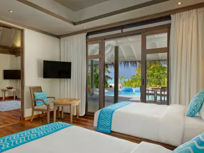 Two Bedroom Family Pool Villa Bedroom Anantara Dhigu