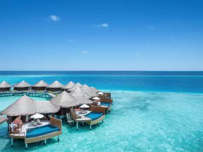 Water Pool Villa Aerial Baros Maldives