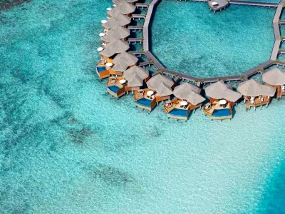 Water Pool Villa Aerial Baros Maldives