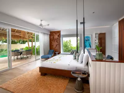 Superior Beach Villa With Pool Bedroom Emerald Maldives Resort & Spa