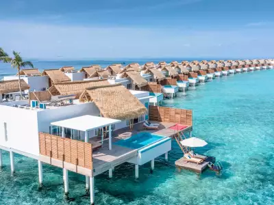 Superior Water Villa With Pool Aerial Emerald Maldives Resort & Spa