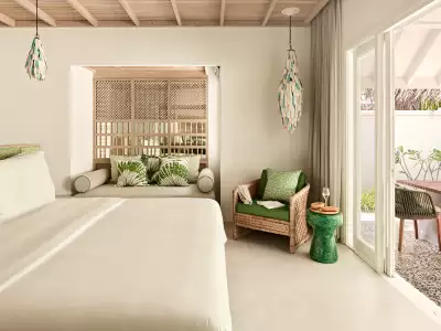 Beach Villa Bedroom Finolhu Baa Atoll Maldives