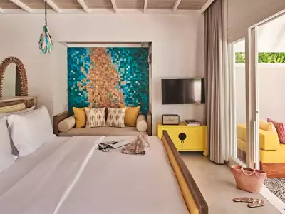 Two-Bedroom Beach Pool Villa Bedroom Finolhu Baa Atoll Maldives