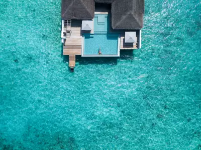Rockstar Two-Bedroom Ocean Pool Villa Aerial Finolhu Baa Atoll Maldives