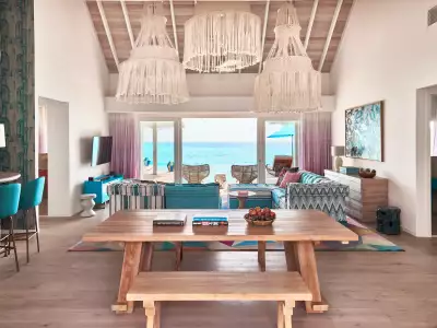 Rockstar Two-Bedroom Ocean Pool Villa Living Area Finolhu Baa Atoll Maldives
