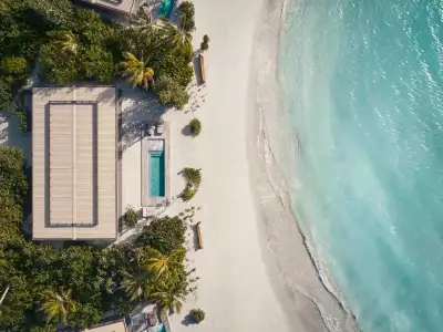 Two Bedroom Sunset Beach Pool Villa Aerial Patina Maldives