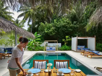 Beach Residence With Pool - Two Bedroom Outdoor Raffles Maldives Meradhoo