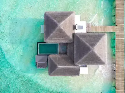 Over Water Villa With Pool Aerial Raffles Maldives Meradhoo