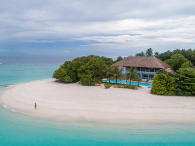Villa One - Three Bedroom Beach Residence with Pool Aerial - Soneva Fushi