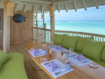 Soneva Jani - Two Bedroom Water Retreat With Slide - Dining Area