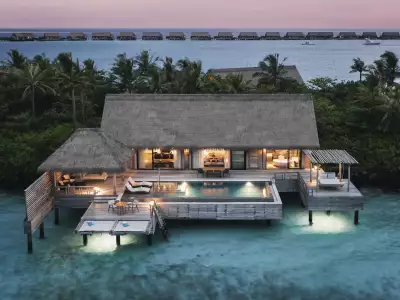 Waldorf Astoria Maldives Ithaafushi Grand Reef Villa With Pool Evening