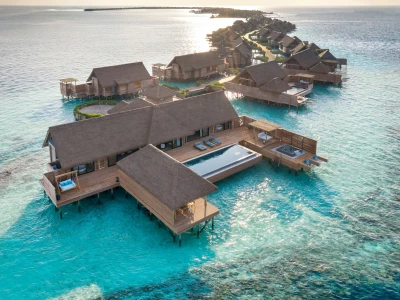 Waldorf Astoria Maldives Ithaafushi Two Bedroom Over Water Villa With Pool Aerial