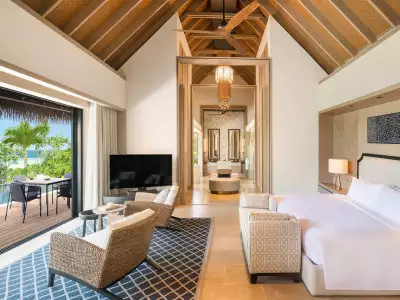 Waldorf Astoria Maldives Ithaafushi Two Bedroom Beach Villa with Pool Bedroom