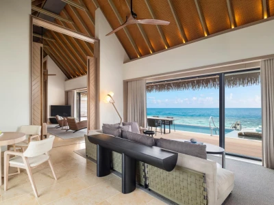 Waldorf Astoria Maldives Ithaafushi Grand Water Villa With Pool Living Room