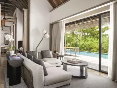 Waldorf Astoria Maldives Ithaafushi Grand Beach Villa With Pool Living Room
