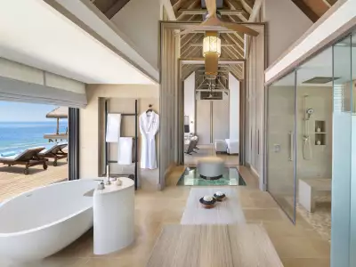 Over Water Pool Villa Bathroom Waldorf Astoria Maldives Ithaafushi