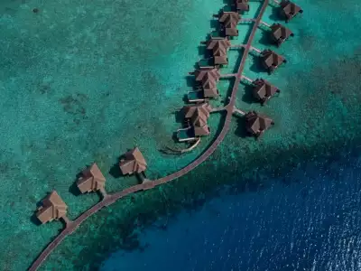 Over Water Villa Aerial Vakkaru Maldives