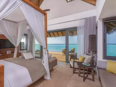 Family Over Water Villa with Pool - Bedroom - Vakkaru Maldives